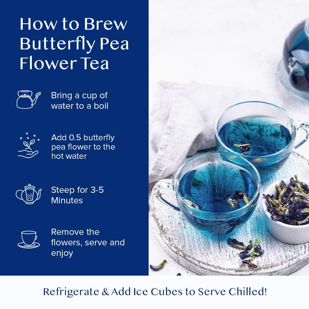 , Butterfly Pea Flower Tea (1.76Oz) 100+ Cups | Delicate & Earthy | Vacuum Seale