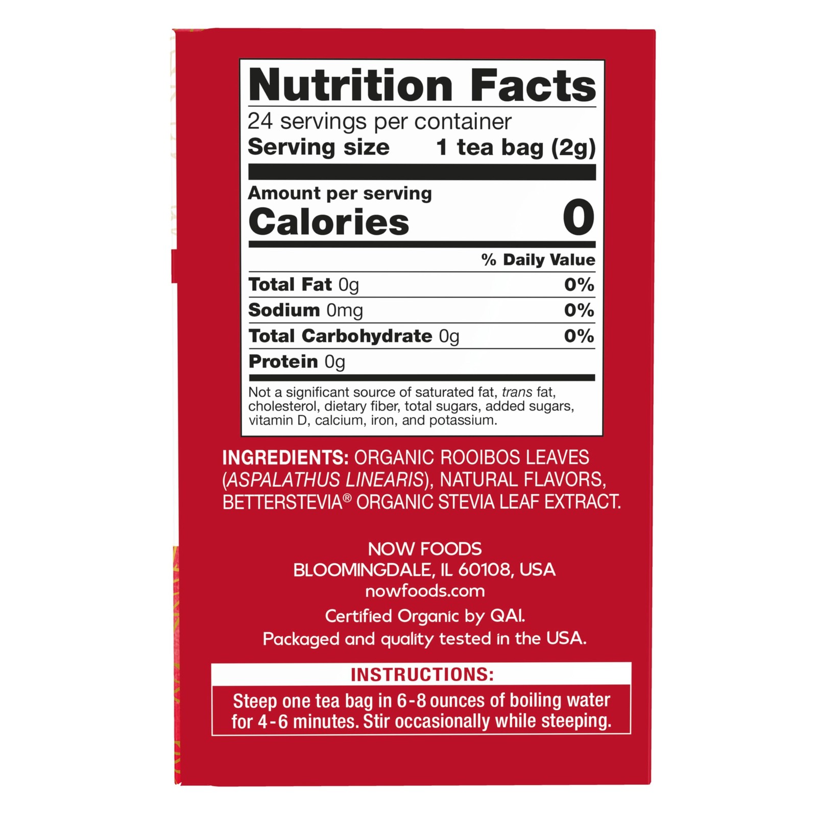 NOW Foods Give a Tea™ Better off Red™ 24 Count (Pack of 1), Brew: Red Brown