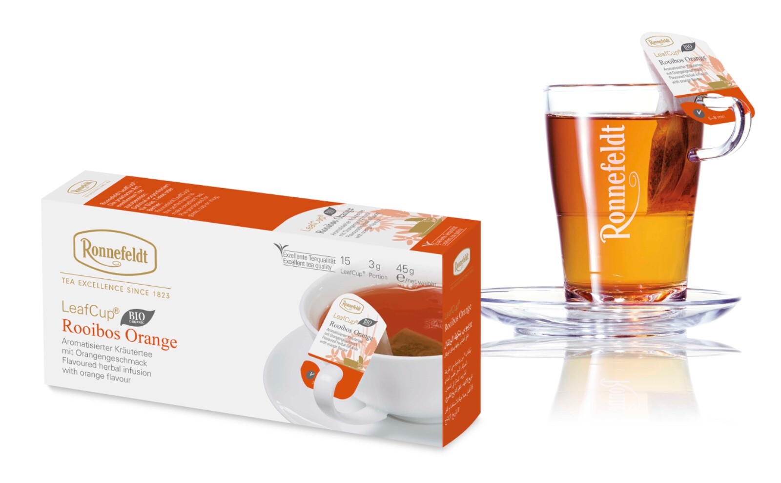 Ronnefeldt Leafcup® Rooibos Orange BIO. 15 premium tea bags. Made in Germany