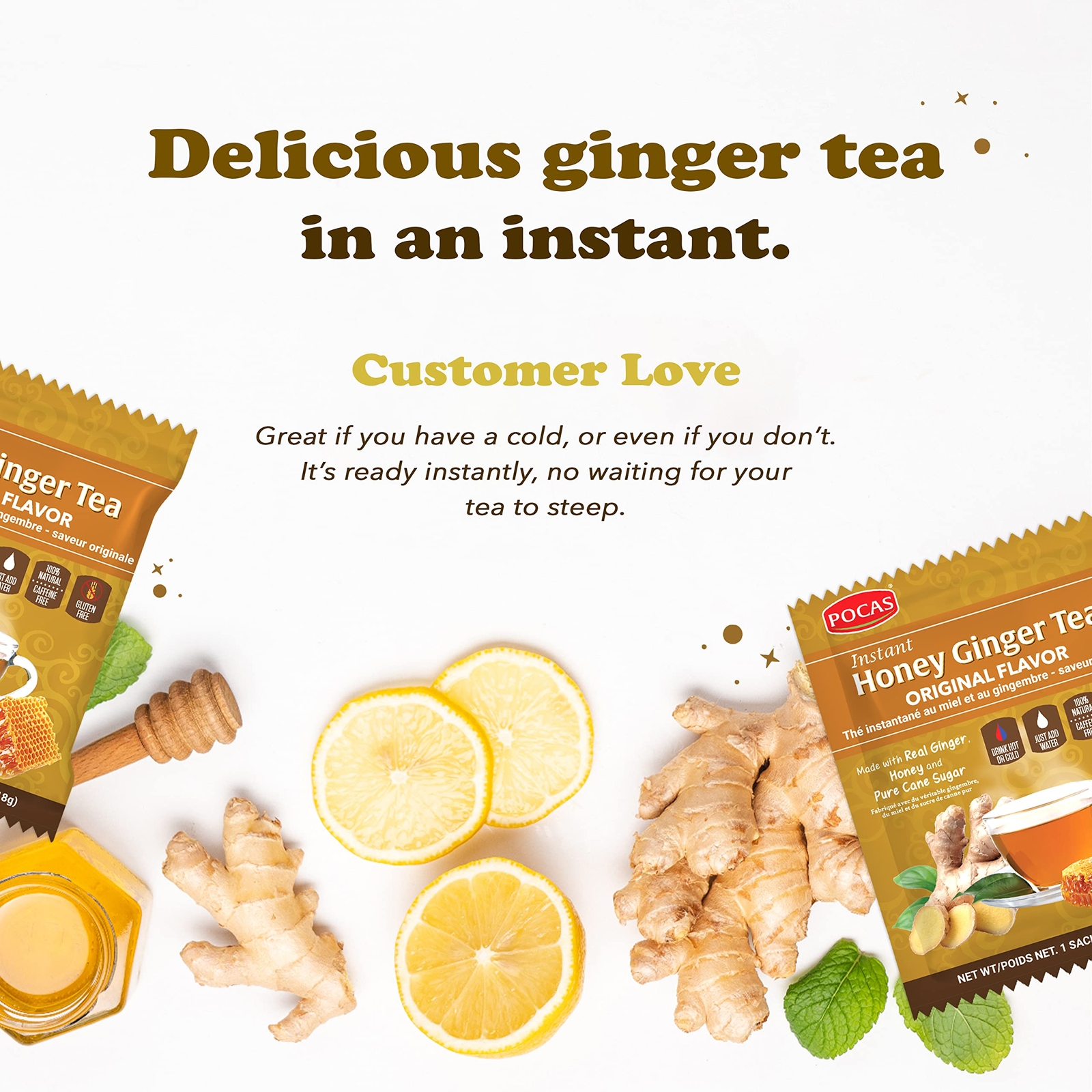 Honey Ginger Tea – Instant Tea Powder Packets with Ginger Honey Crystals Tea …