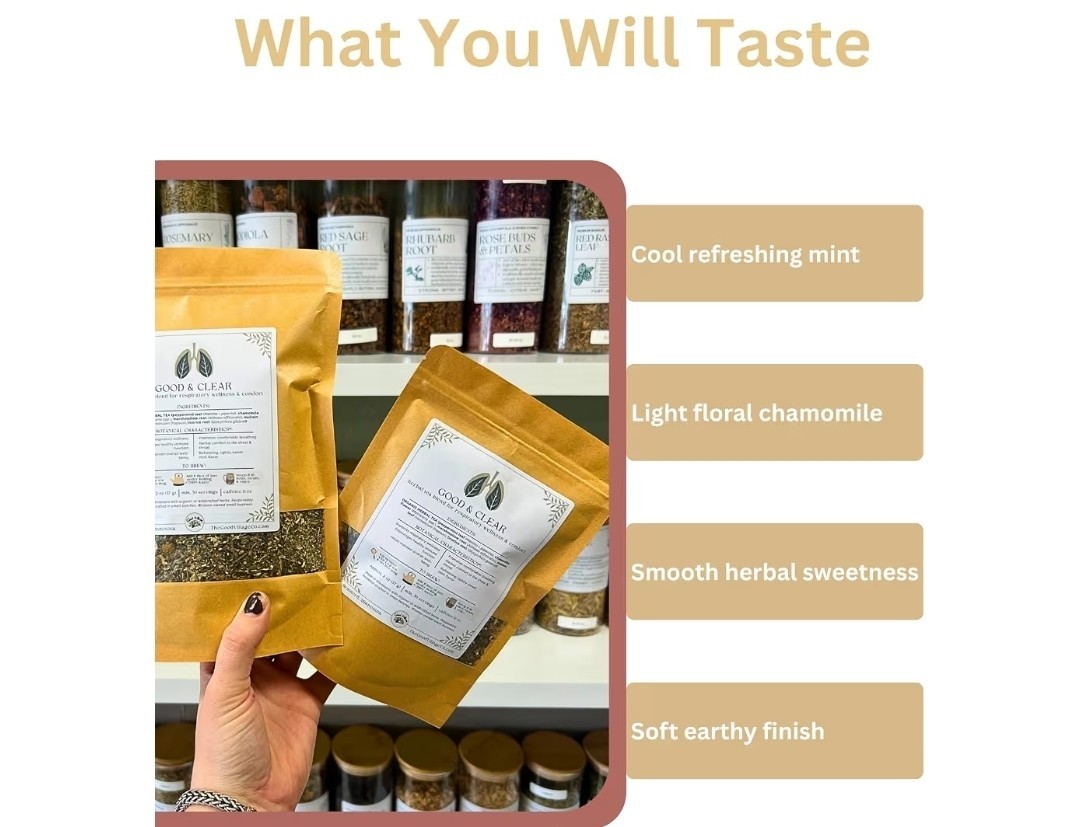 The Good Village Co. Good & Clear Loose Leaf Herbal Tea Mint Chamomile 2oz 50