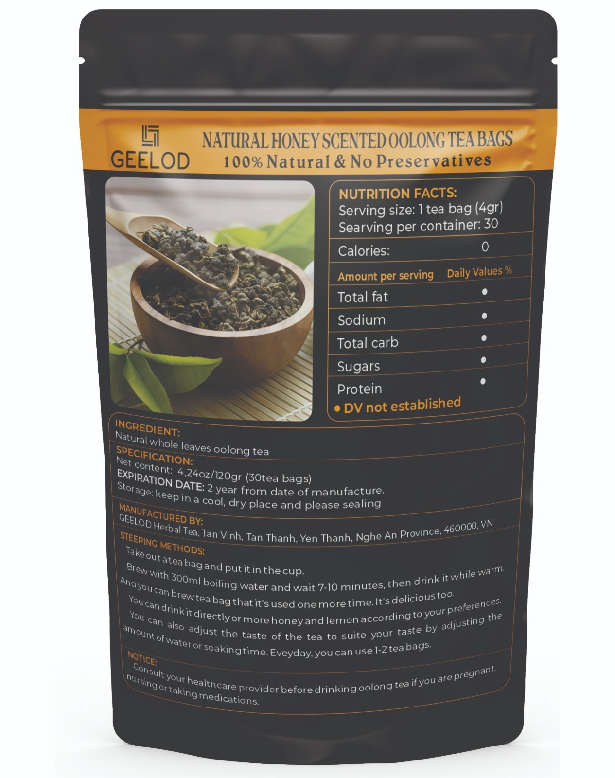 PiPi Tea Organic Oolong | 30 BAGS | Cortisol & Stress, Digestion and Metabolism