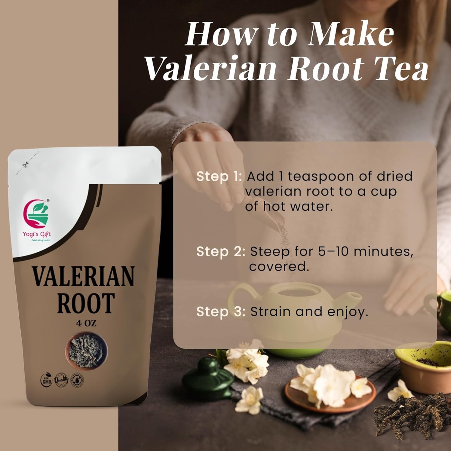 Raíz De Valeriana Entera 4 Oz 100% Natural Para Té Hierbas Dormir y Ansiedad