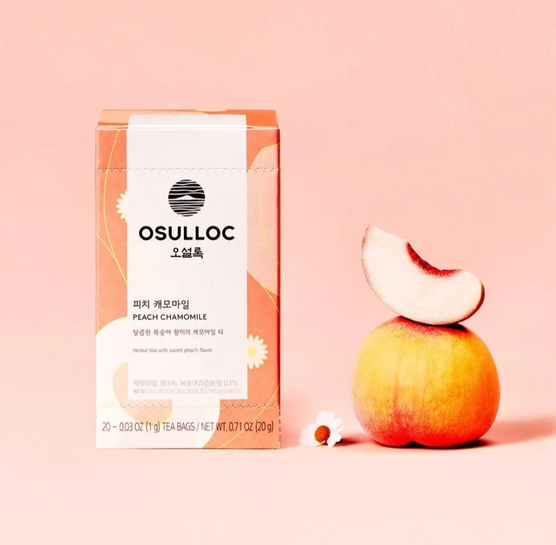 Osulloc Peach Chamomile Tea Fruit Tea Blend, Premium Tea bags 20 count
