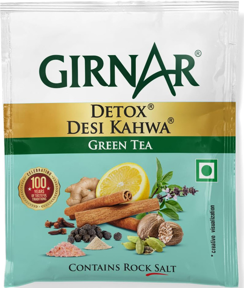 Girnar Detox Green Tea-Desi Kahwa 36 tea bag 90g for herbal immunity weight loss