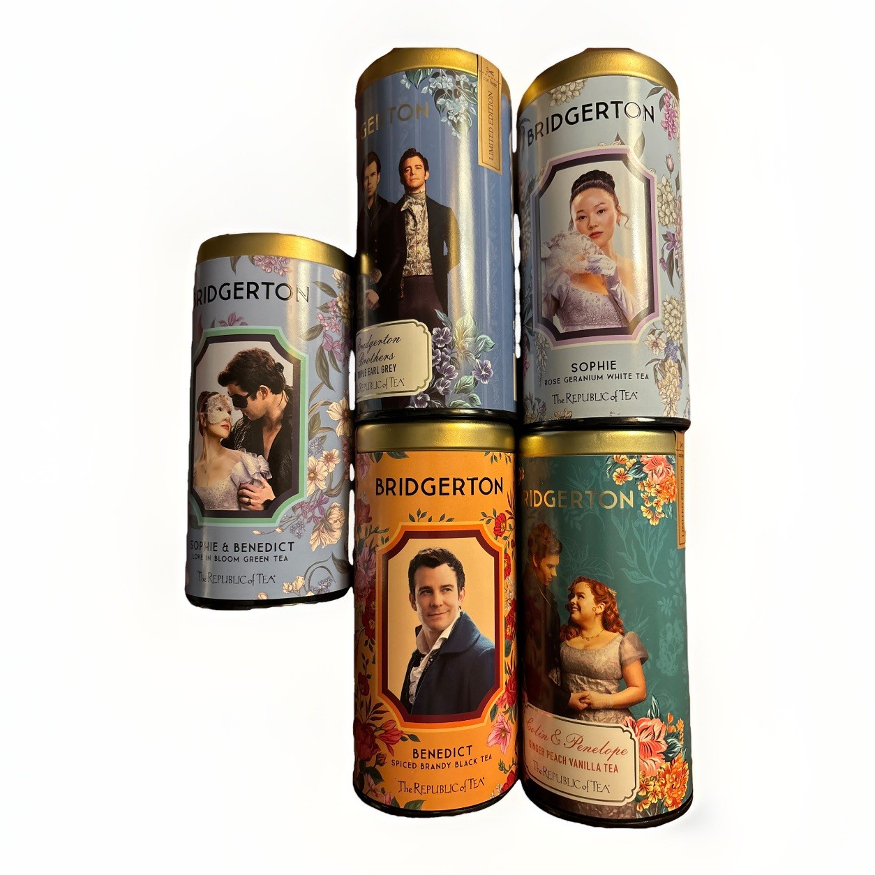 The Republic Of Tea Bridgerton Limited Addition Lot Of (5) 180 Bags Total C20
