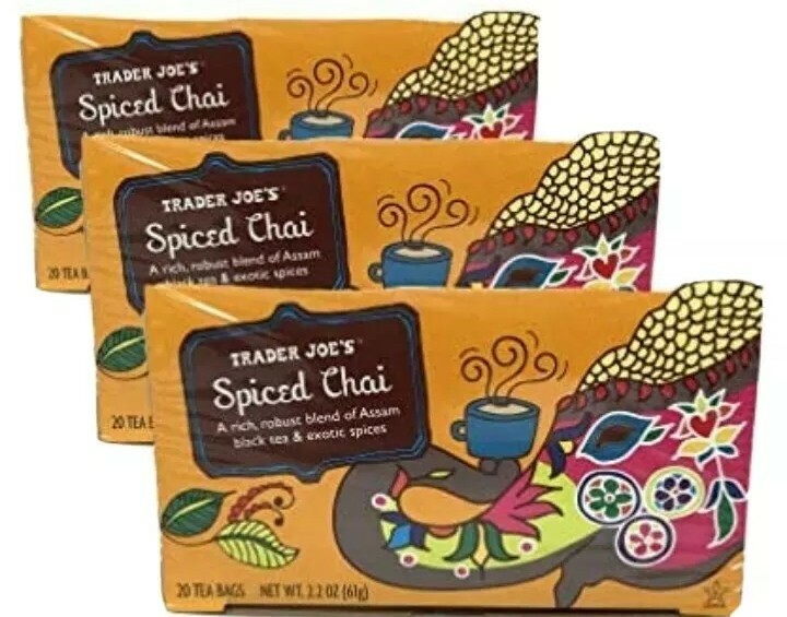 3 Packs Trader Joe’s Spiced Chai Black Tea 20 Tea Bags 2.2 oz Each Pack