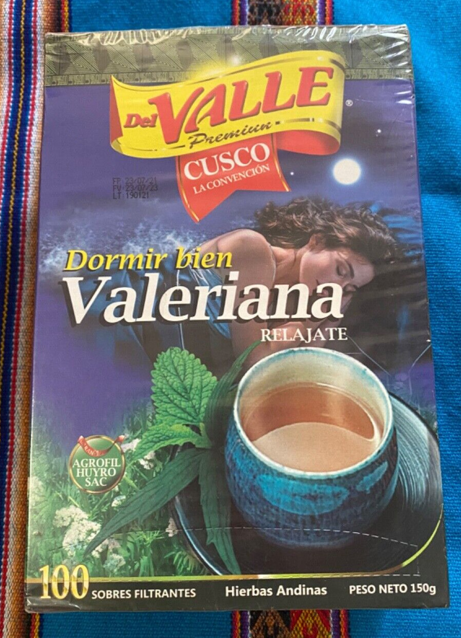Del Valle Premium Tea Valeriana Relajante Peruvian Tea 100 bags Sealed box Peru