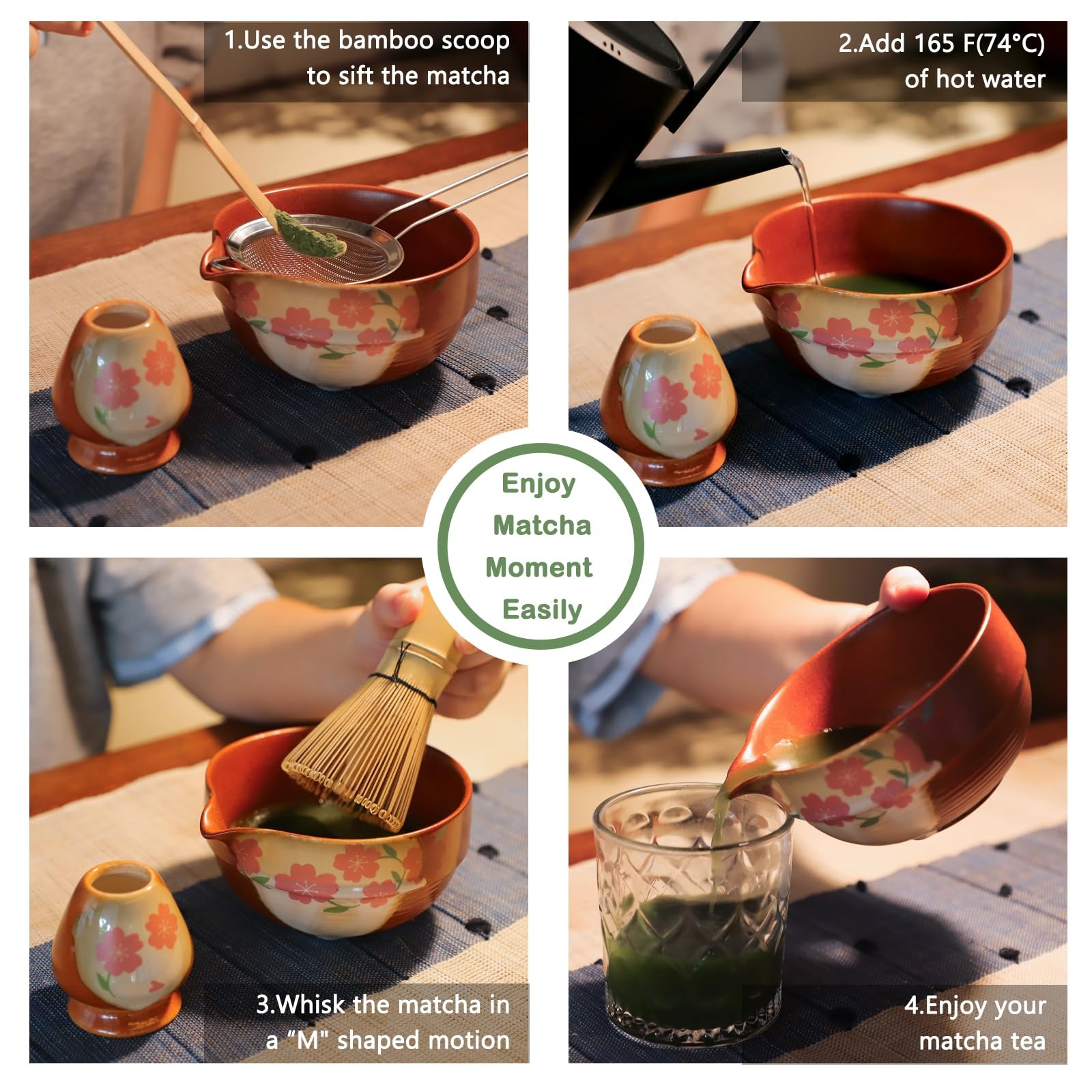 KOIMYSA Matcha Whisk Set With Cherry Blossom Design Bowl And Whisk, Japanese …