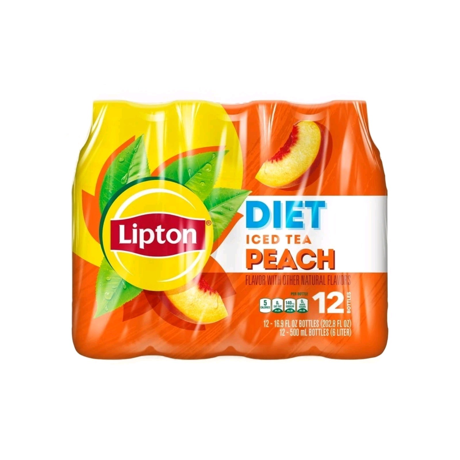 Lipton Peach Flavor Diet Iced Tea, 16.9 fl oz Bottles, 12 Count