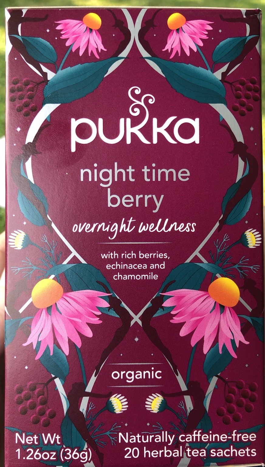 Pukka Night Time Berry Overnight Wellness Organic 20 Herbal Tea Sachets