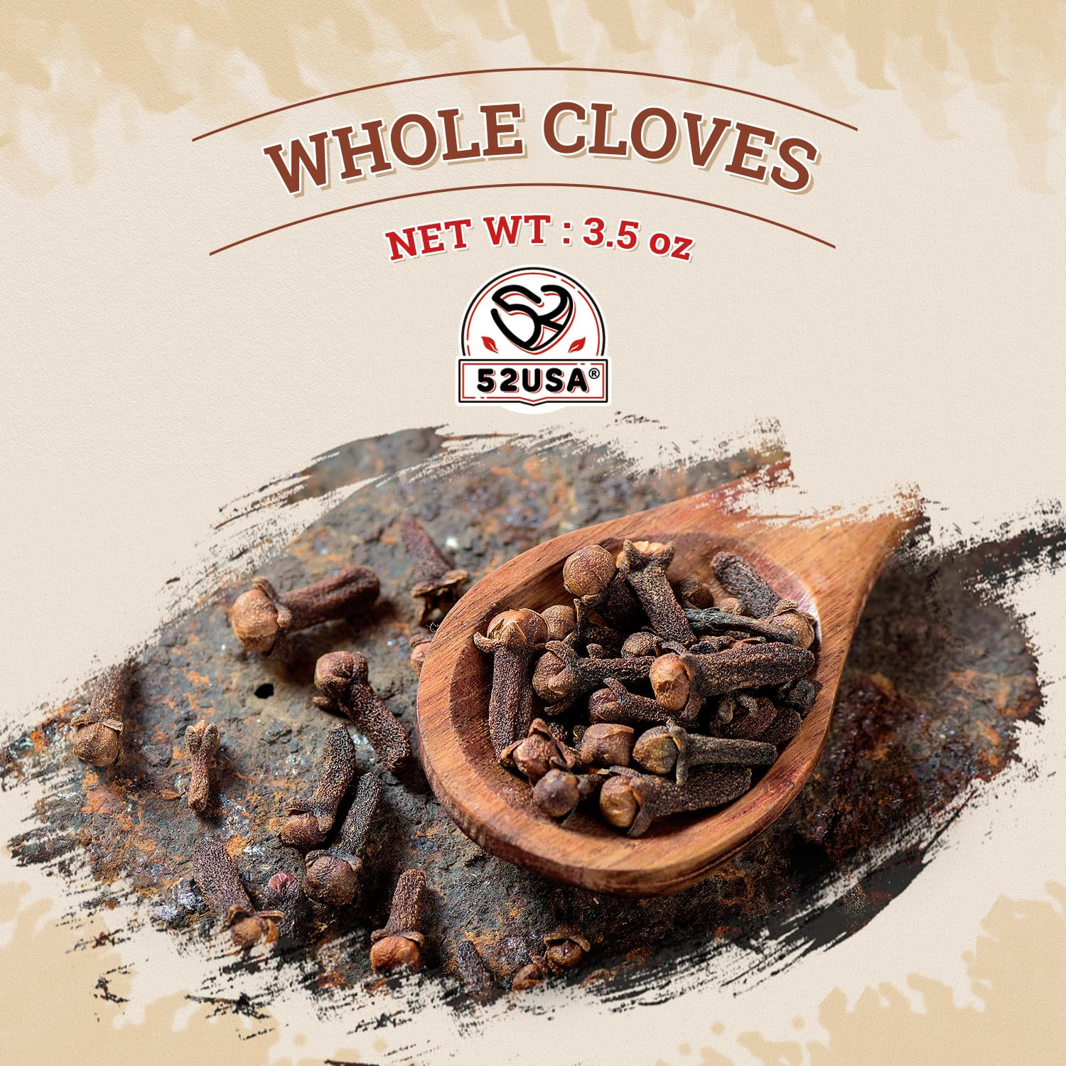 52USA Cloves Whole 3.5 Oz (Pack of 1), Great for Food, Tea, Baking and Meats, Al