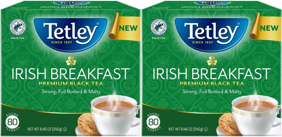 Lot of 4 Tetley Irish Breakfast Premium Black Tea, 80 Bags Each