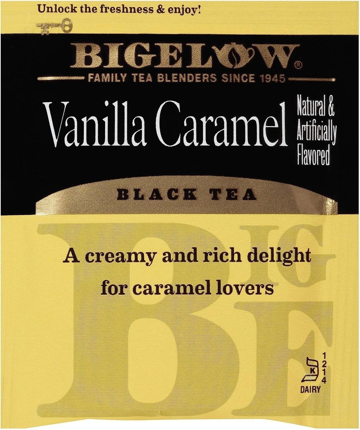 Bigelow Vanilla Caramel Black Tea – 20 tea bags, BB: 06/27