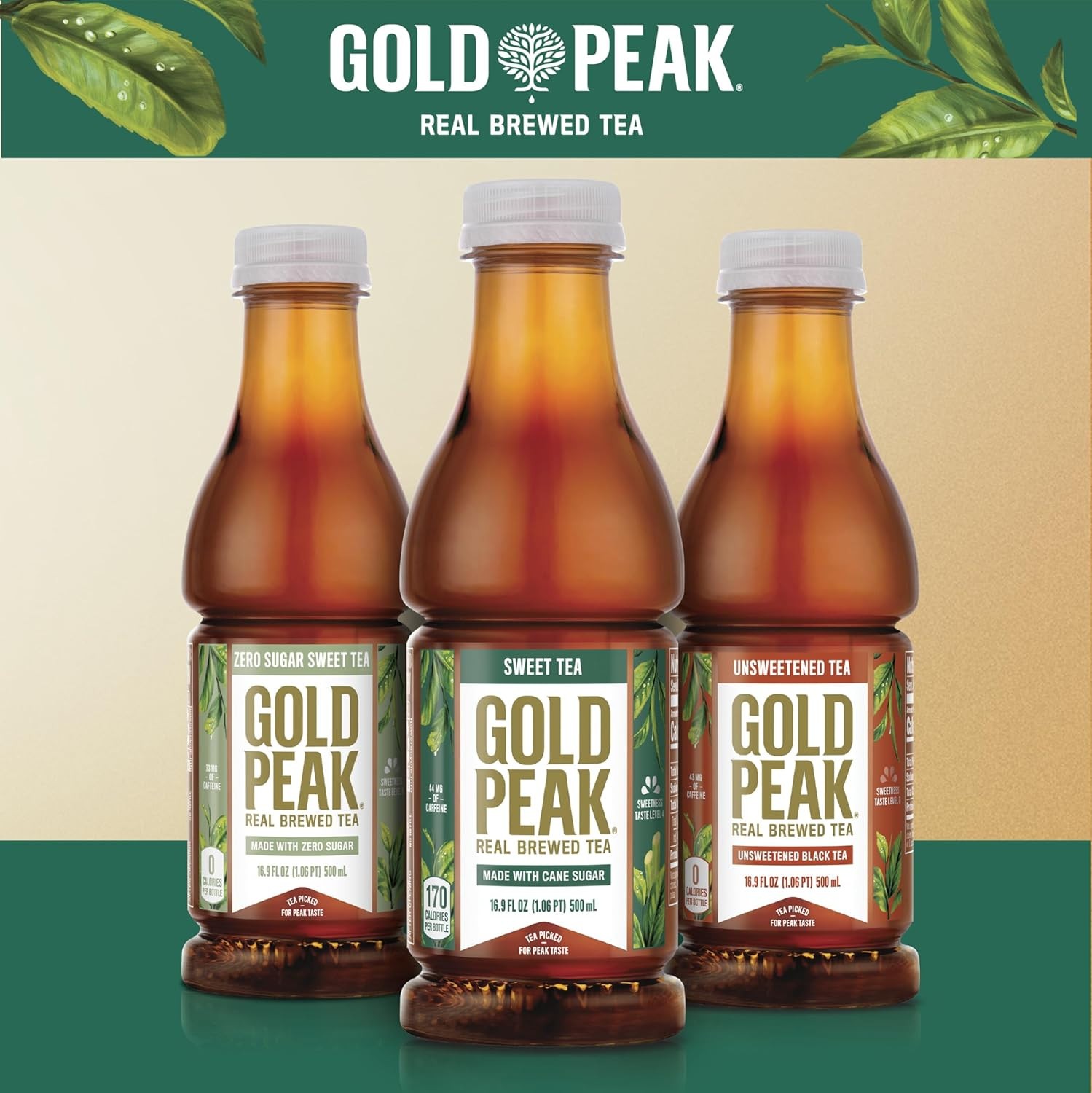 Gold Peak Iced Tea, Zero Sugar Sweet Tea Bottles, 16.9 fl oz,6 Pack(Pick Flavor)