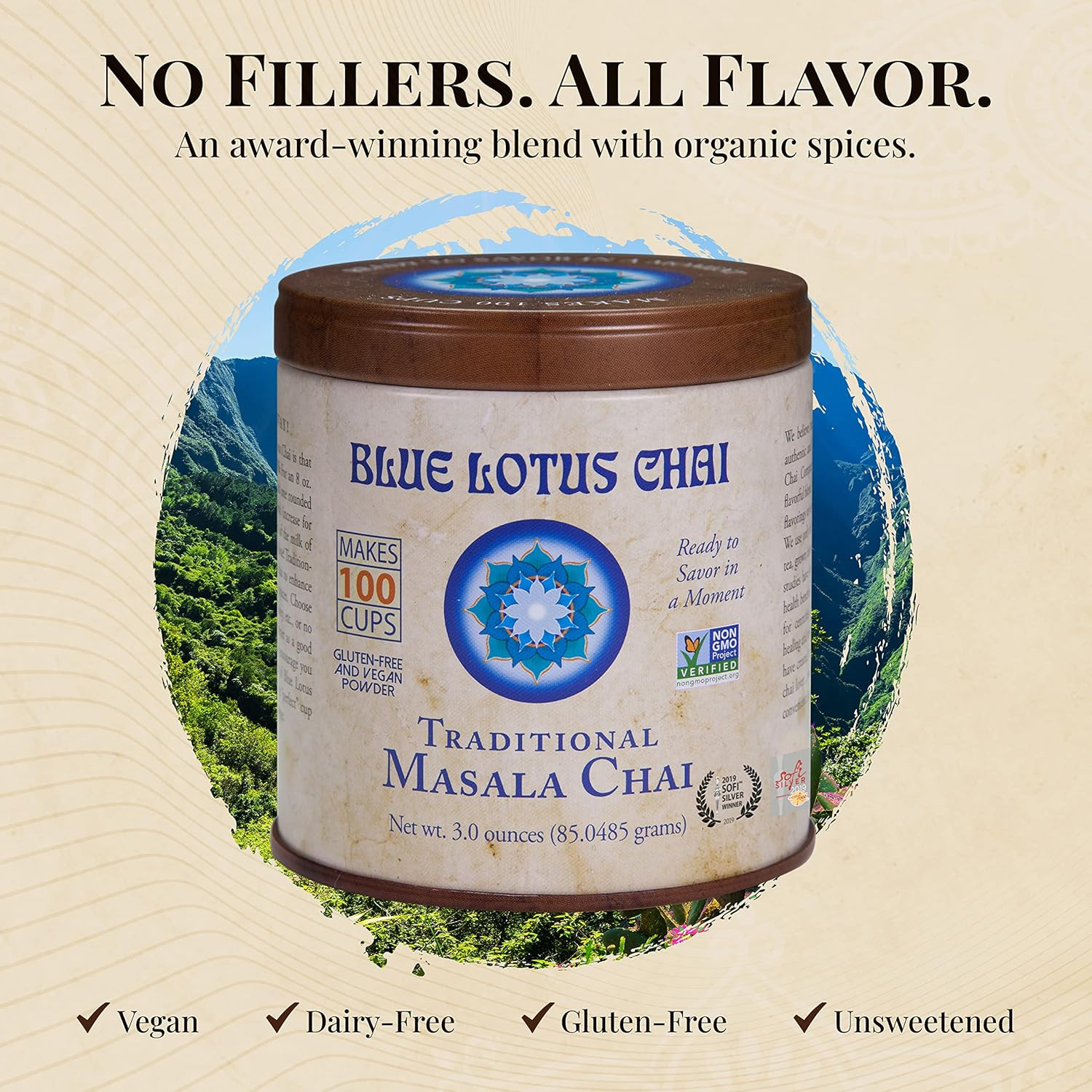 – Traditional Masala Chai – Makes 100 Cups – 3 Ounce Masala Spiced Chai Powder w