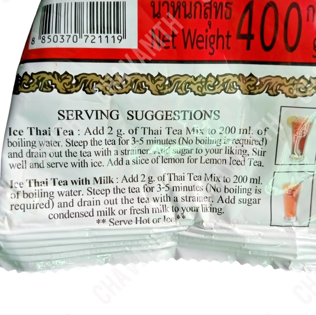 ChaTraMue Original Thai Tea Mix Powder 14.1 oz (400 g) Bag, Pack of 4【US DDP】