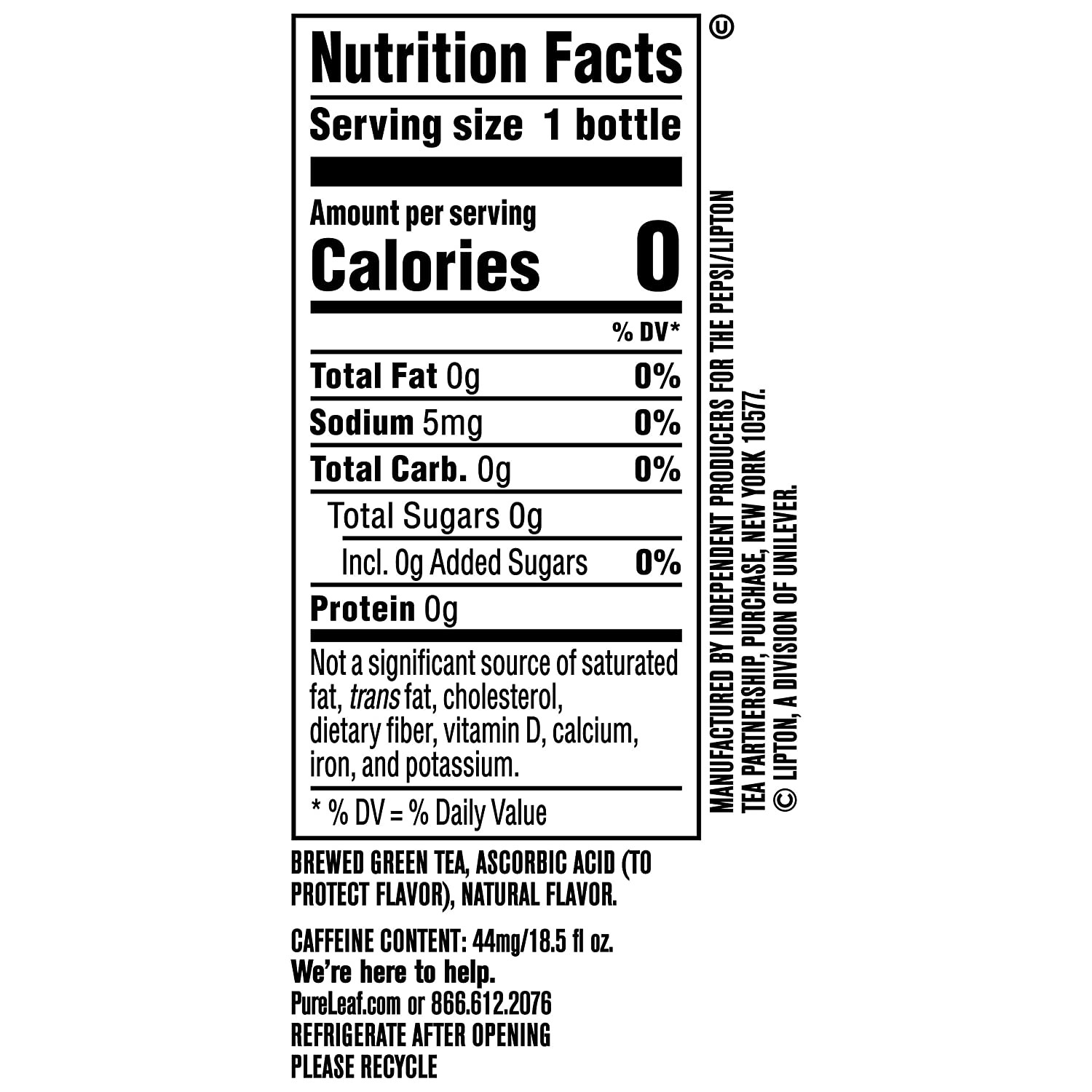 Iced Tea, Unsweetened Green Tea, 18.5 Fl Oz Bottles (Pack of 12)