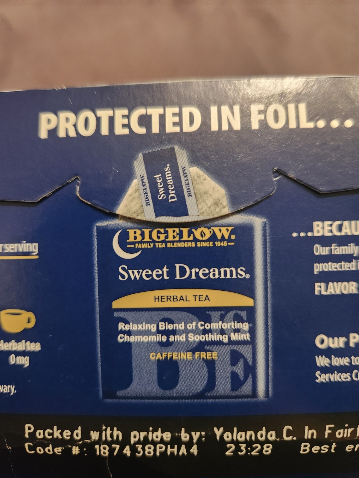 Bigelow Herbal Tea Sweet Dreams Chamomile Mint 28 Count Individually Wrapped