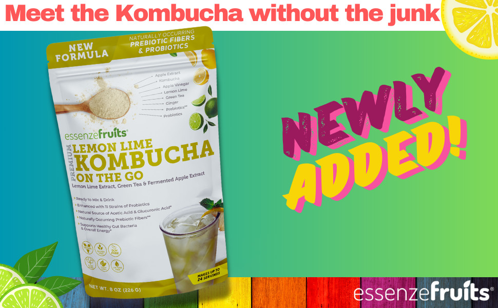 Lemon Lime Kombucha Powder Tea Mix -Just Add Water – Probiotics & Prebiotics 8oz
