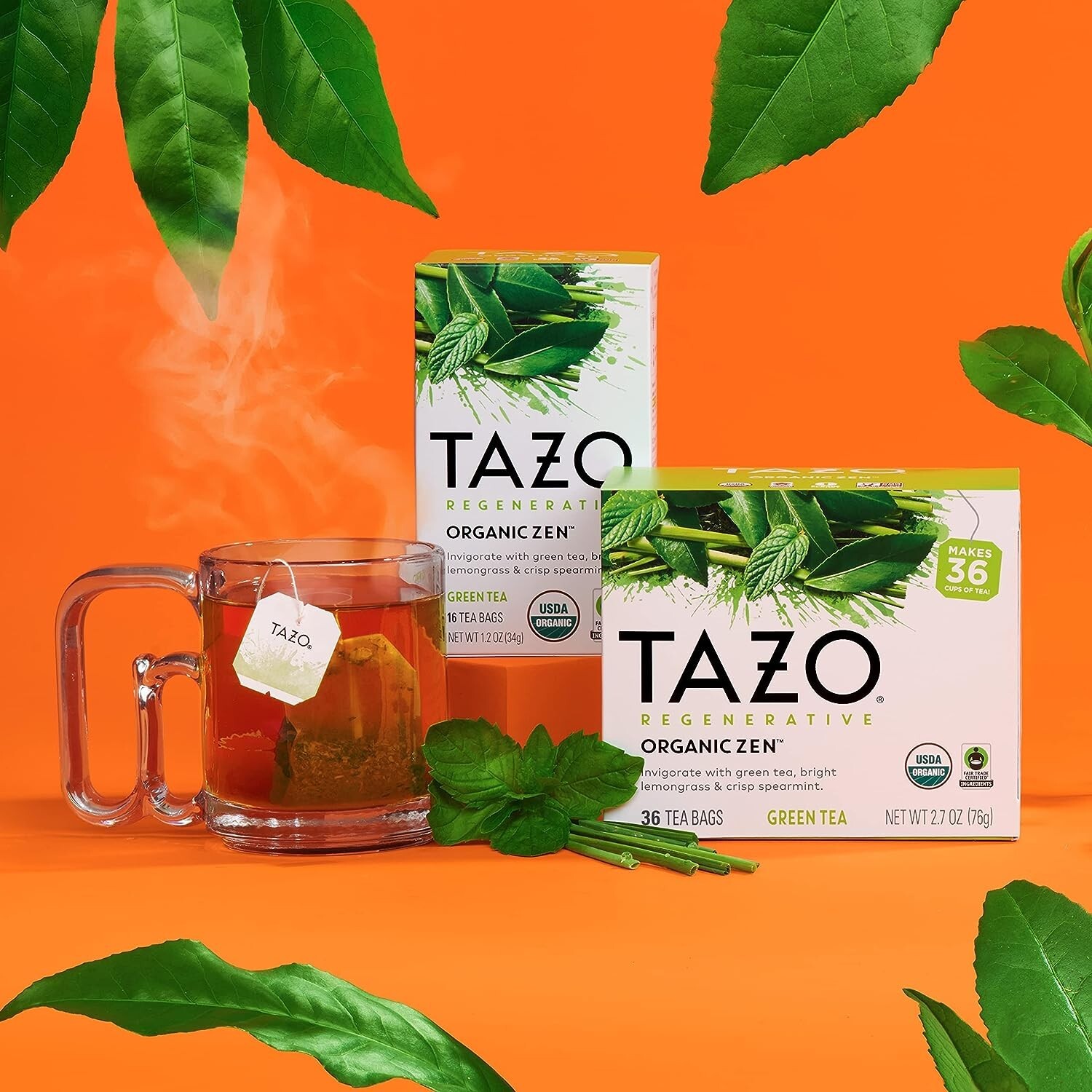 TAZO Regenerative Organic Zen Green Tea Bags, 36 Count (Pack of 4)