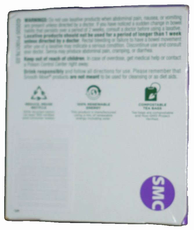 Organic Smooth Move Senna Chamomile Stimulant Laxative Caffeine-Free 16 TEA Bags
