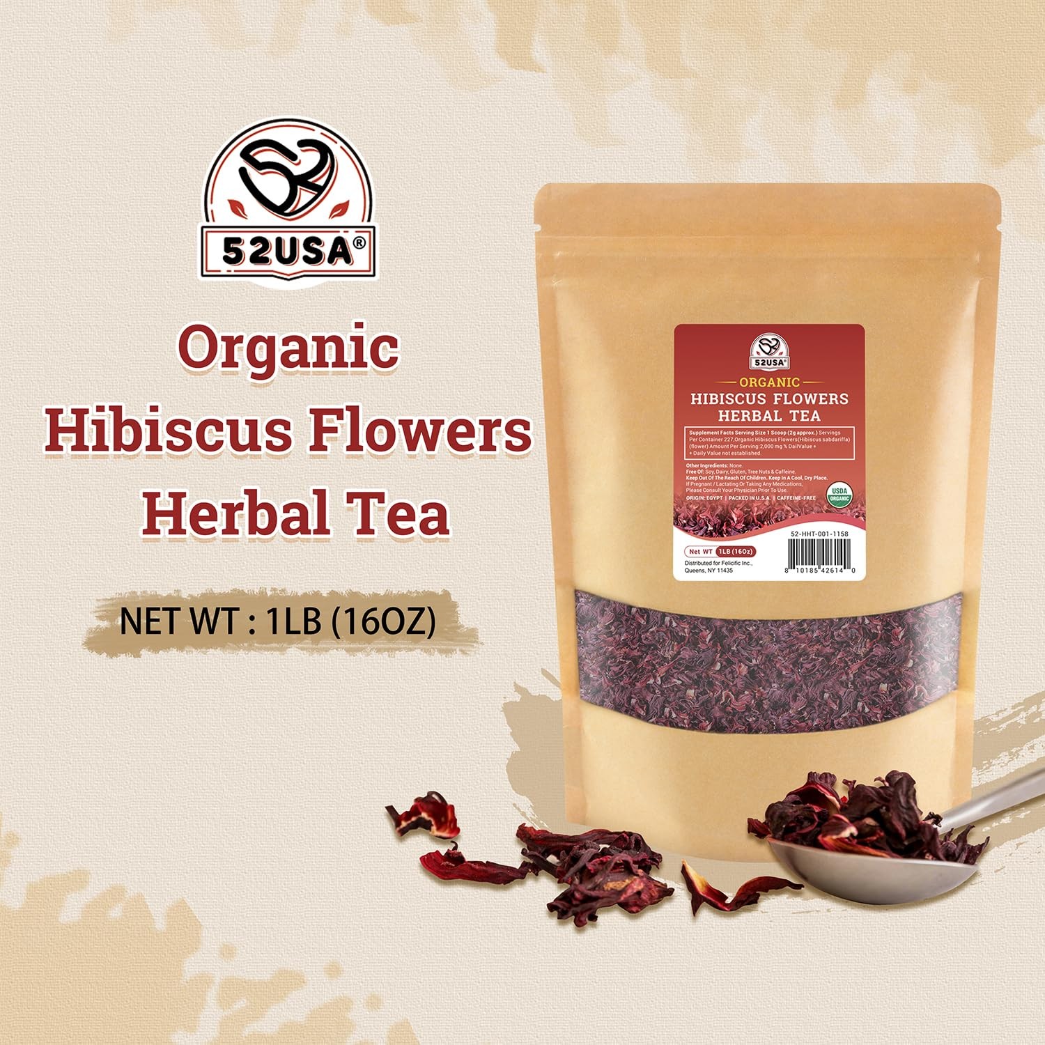 Dried Organic Hibiscus Flowers 1 lb 16oz Loose Tea Herbal Blend