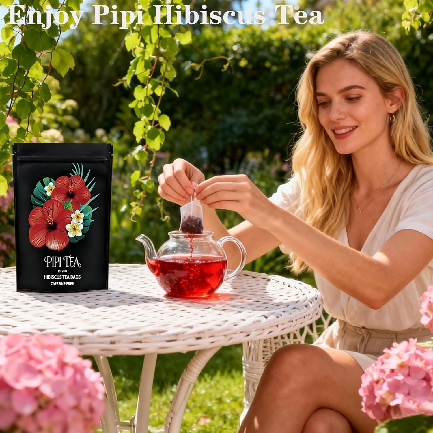 PiPi Tea Organic Hibiscus Tea Bags – Caffeine Free Herbal Tea Rich in Antioxi…
