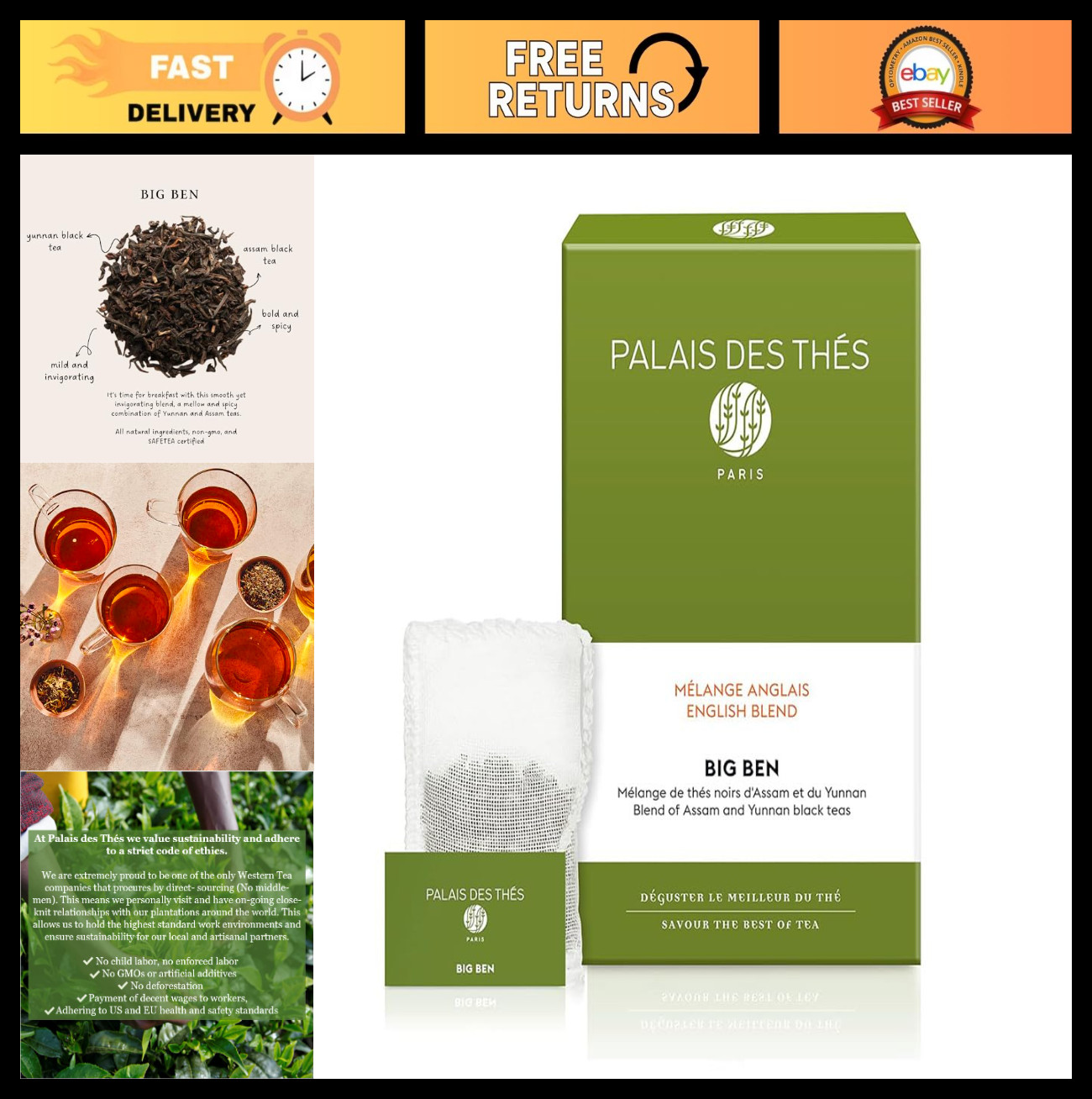 Premium English Breakfast Black Tea Bags – Yunnan & Assam Blend – 20 Cups