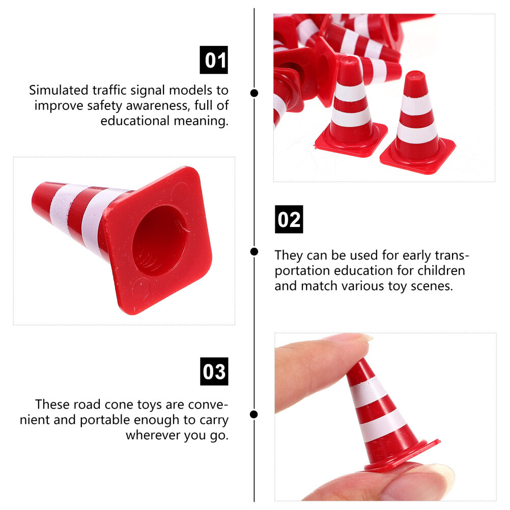 50PCS Simulation Traffic Sign Mini Roadblock road cones miniature Car Ramps for