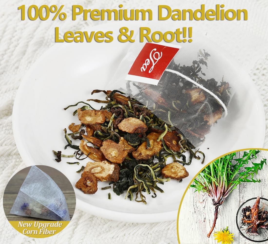 Dandelion Tea 100-Leaf & Root Herbal Tea Bags for Liver & Kidney Health Detox