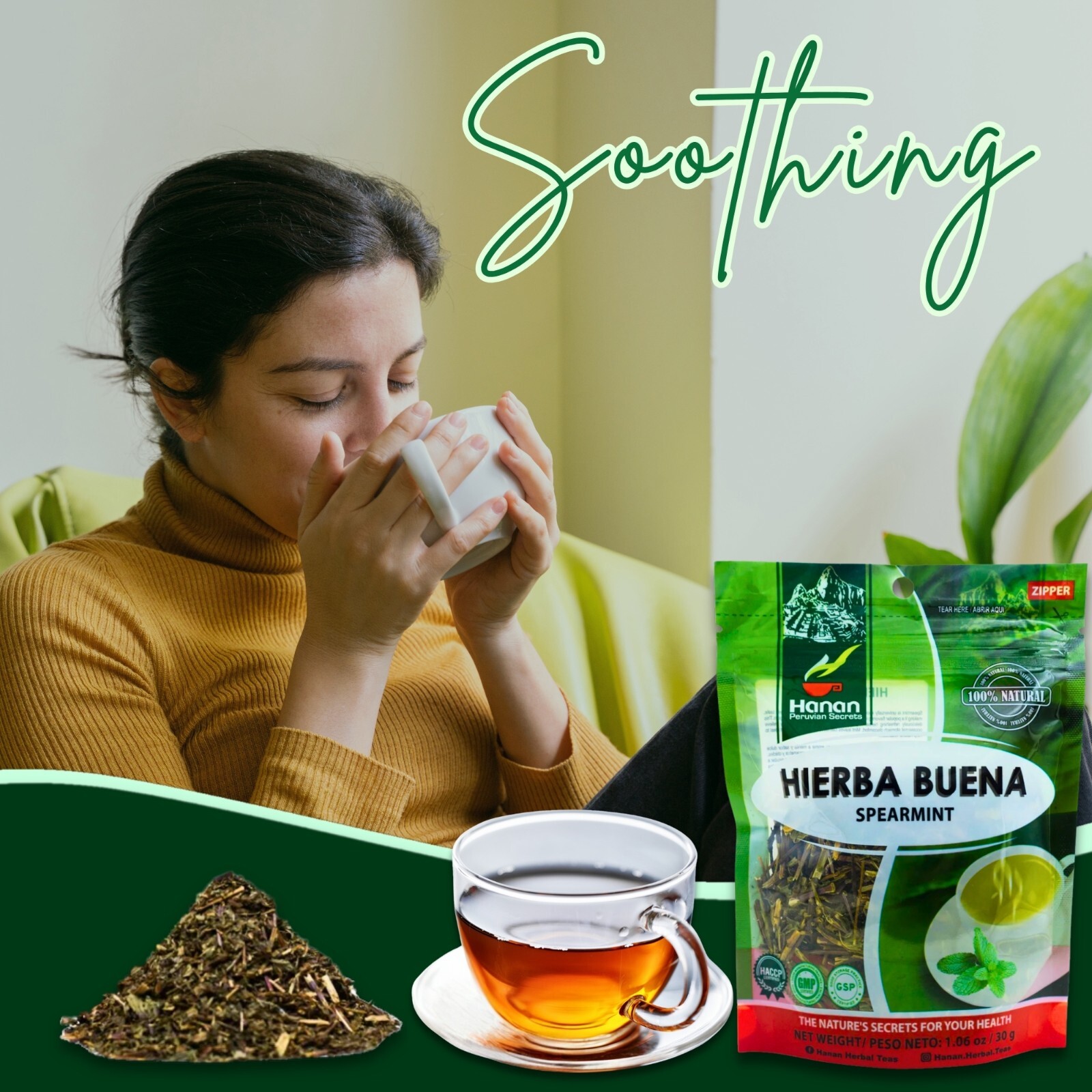 Spearmint Leaves (Hierba Buena) 1.1 oz (30 g) – Dried Mentha Spicata Herbal Tea