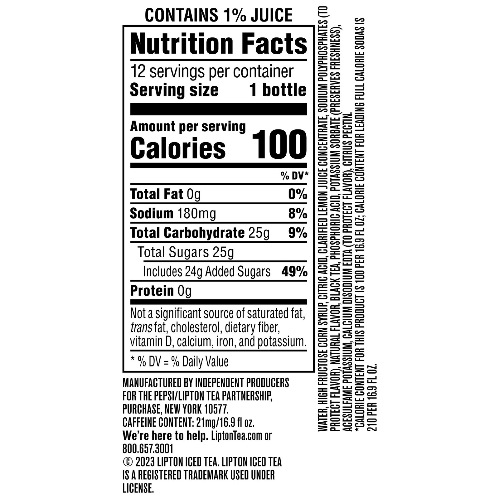 (4 pack) Lemon Iced Tea, 16.9 fl oz, 12 Pack Bottles