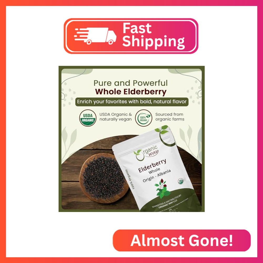 Organic Way Dried Elderberry Whole – Herbal Tea | European Wild-Harvest | Kosher