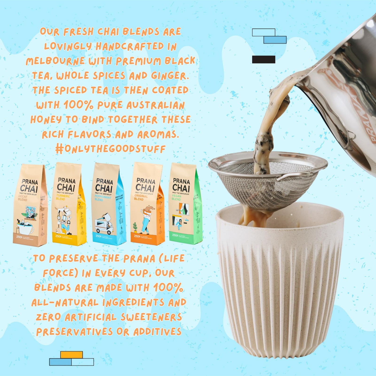 Prana Chai 2 Bag Chai Lovers Starter Pack Including Chai Teapot, Fine Mesh St…