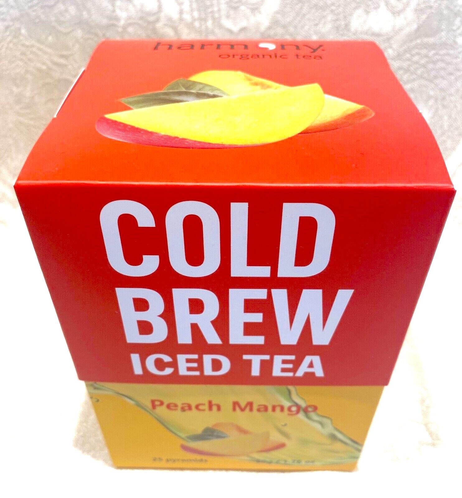ICED TEA Cold Brew PEACH MANGO GREEN Tea w/ Matcha 25 Bags Harmony Organic