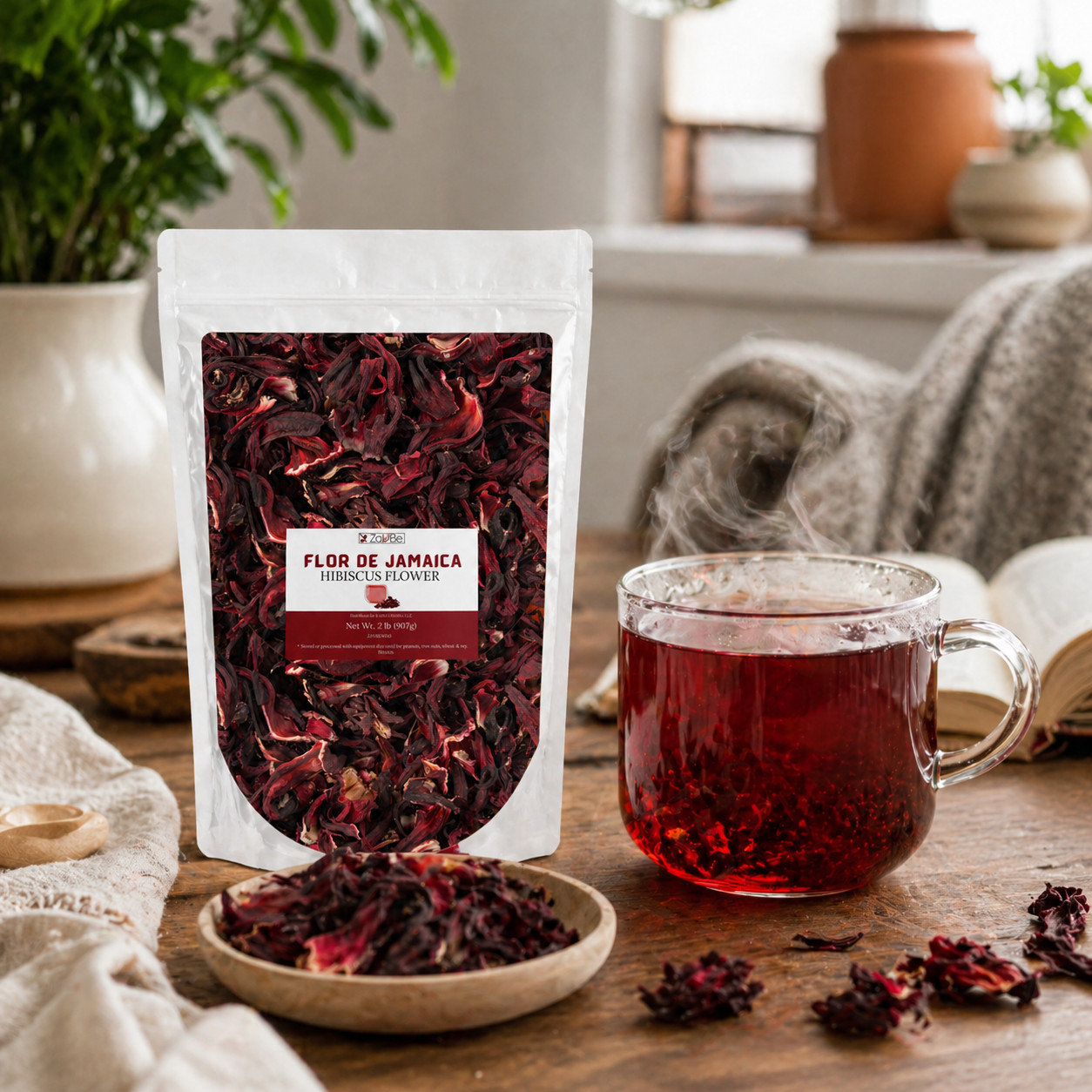 ZAVBE Hibiscus Tea Dried Hibiscus Flower, Loose Leaf, Sifted, Flowers & Petals