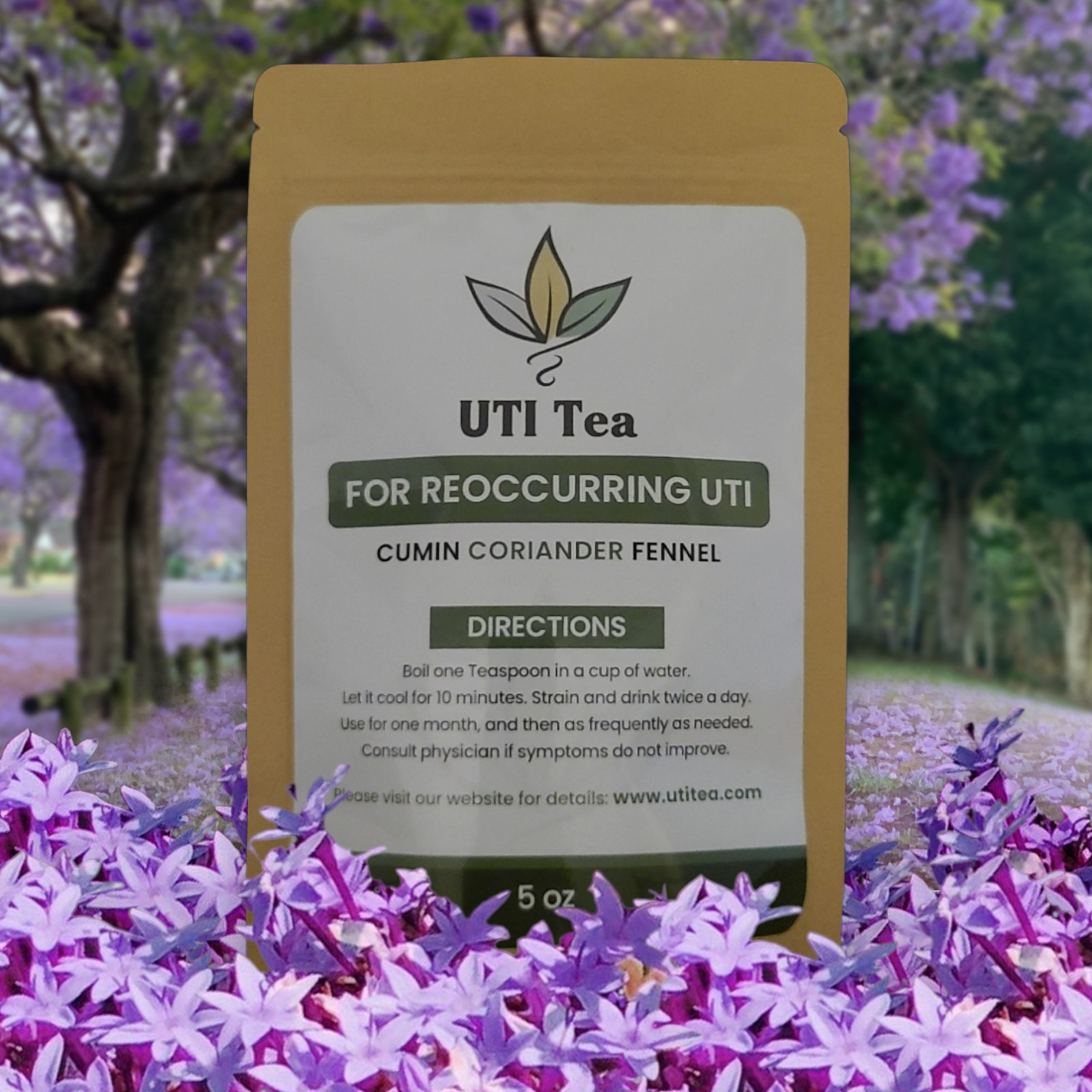 UTI Tea, For reoccuring UTI. Ayurvedic. All natural organic. 5oz resealable bag