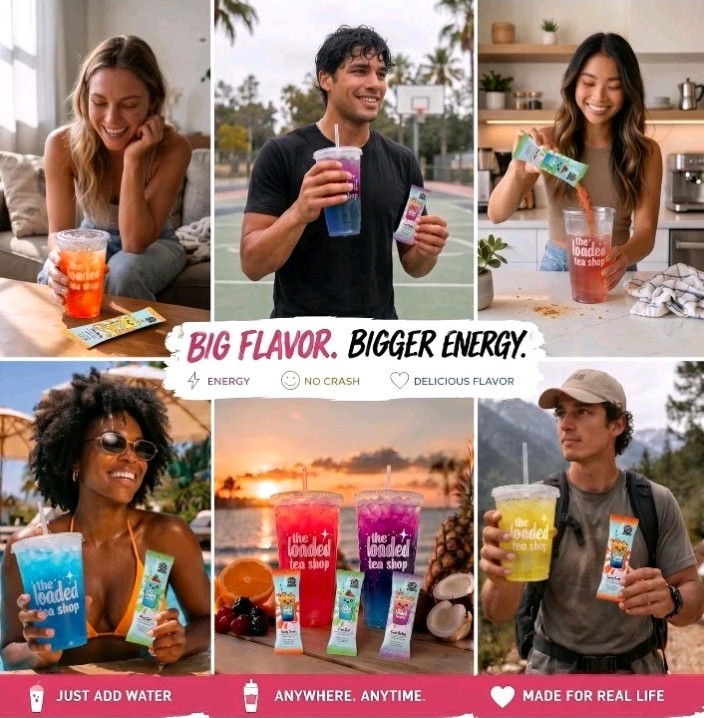 Loaded Tea Shop Energy Drink Mix Sticks,5 Pk Limited Flavor ROCKET POPSugar-Free