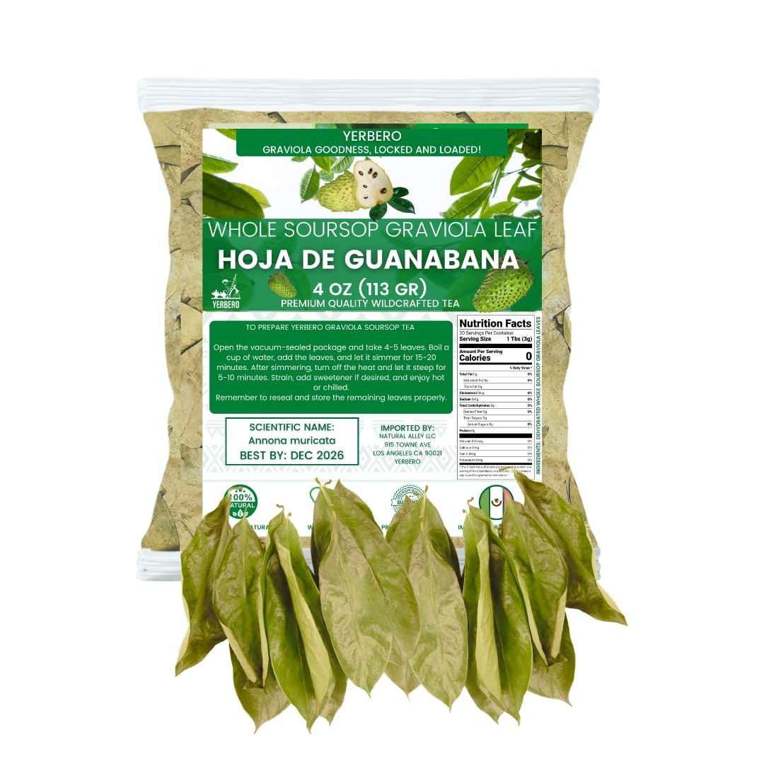 Yerbero Dried Graviola Soursop Leaves 4 oz | 100 Natural Tea from Mexico