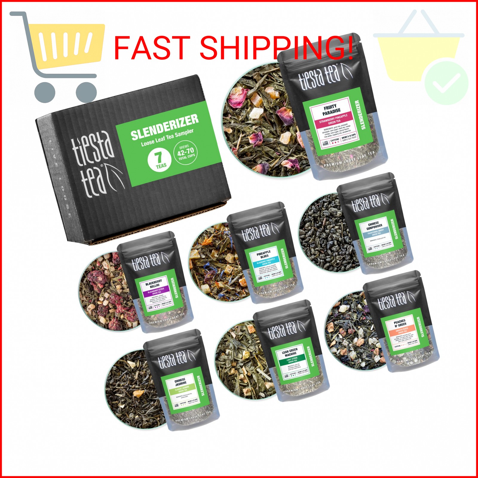 Tiesta Tea – 7 Green Teas Dry Flight Sampler, Loose Leaf, Medium Caffeine Hot &