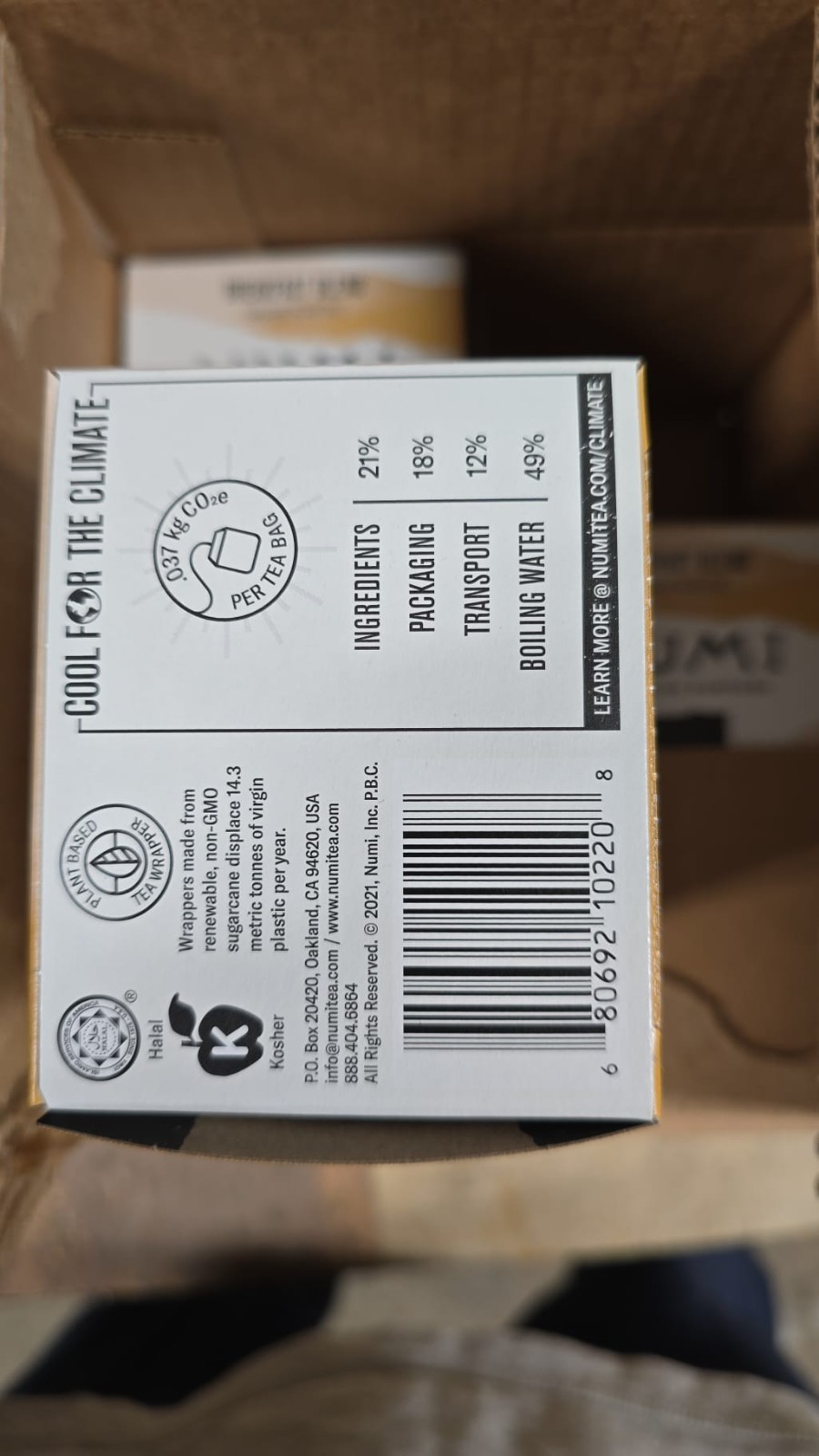 NUMI Organic Breakfast Blend Black Tea 18 Bags High Caffeine Non-GMO (PACK OF 2)