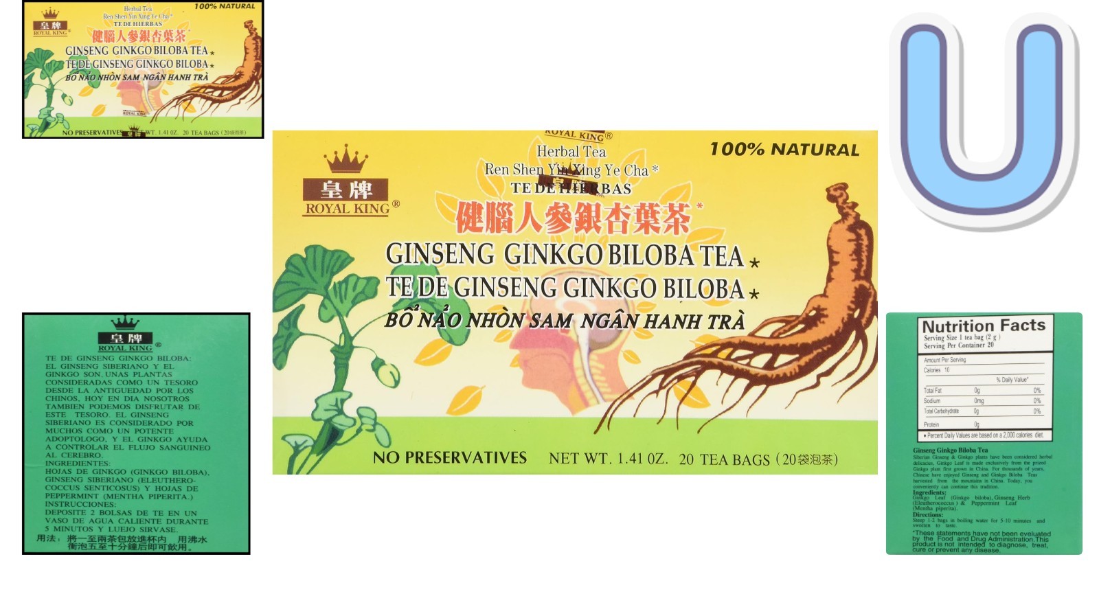 Herbal Ginseng Ginkgo Biloba Tea – 20 Bags of Mental and Physical Support