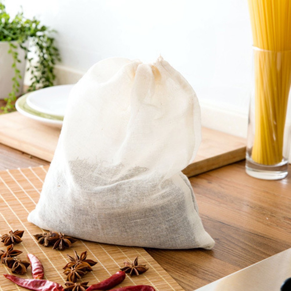 12Pcs Reusable Drawstring Soup Bags Soup Socks Spice Bags Tea Filter