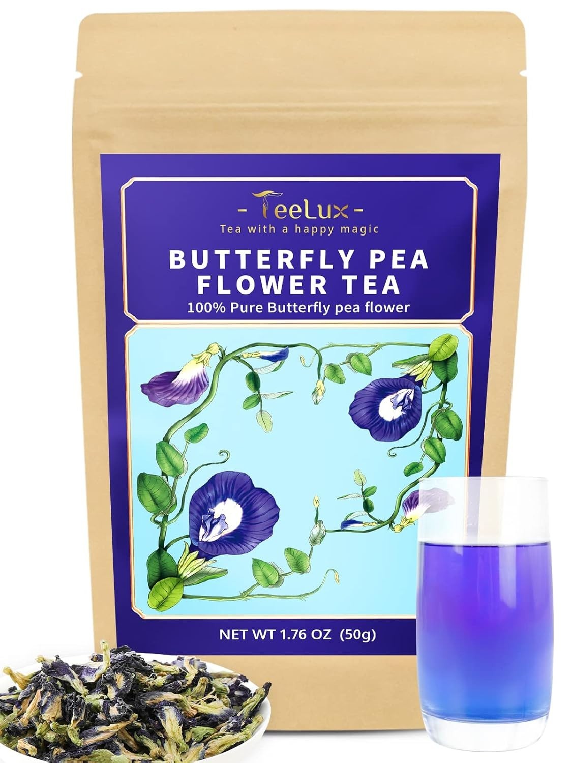 1.76 Oz Butterfly Pea Flower Tea – Natural & Versatile Food Colorant