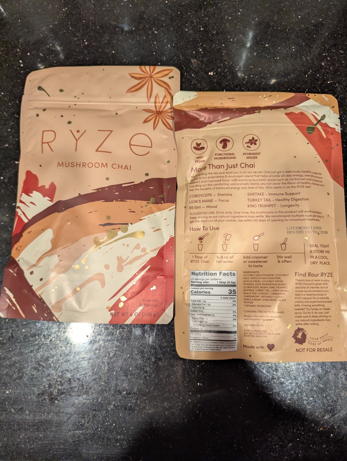 (2) RŸZE Mushroom Chai With 6 Adaptogenic Mushrooms Beverage Powder