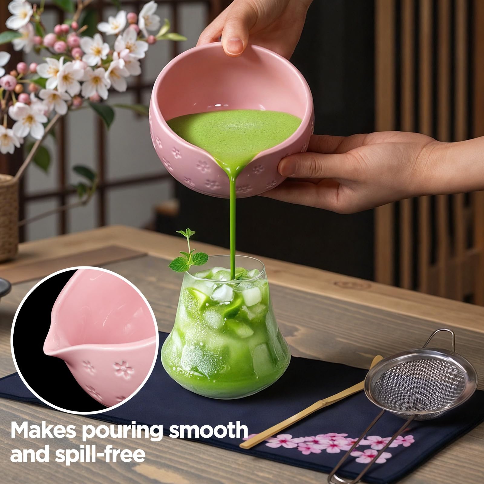 Matcha Whisk Set Pink: 7 Pcs Matcha Set Matcha Kit for Ceremony – Tradition T…