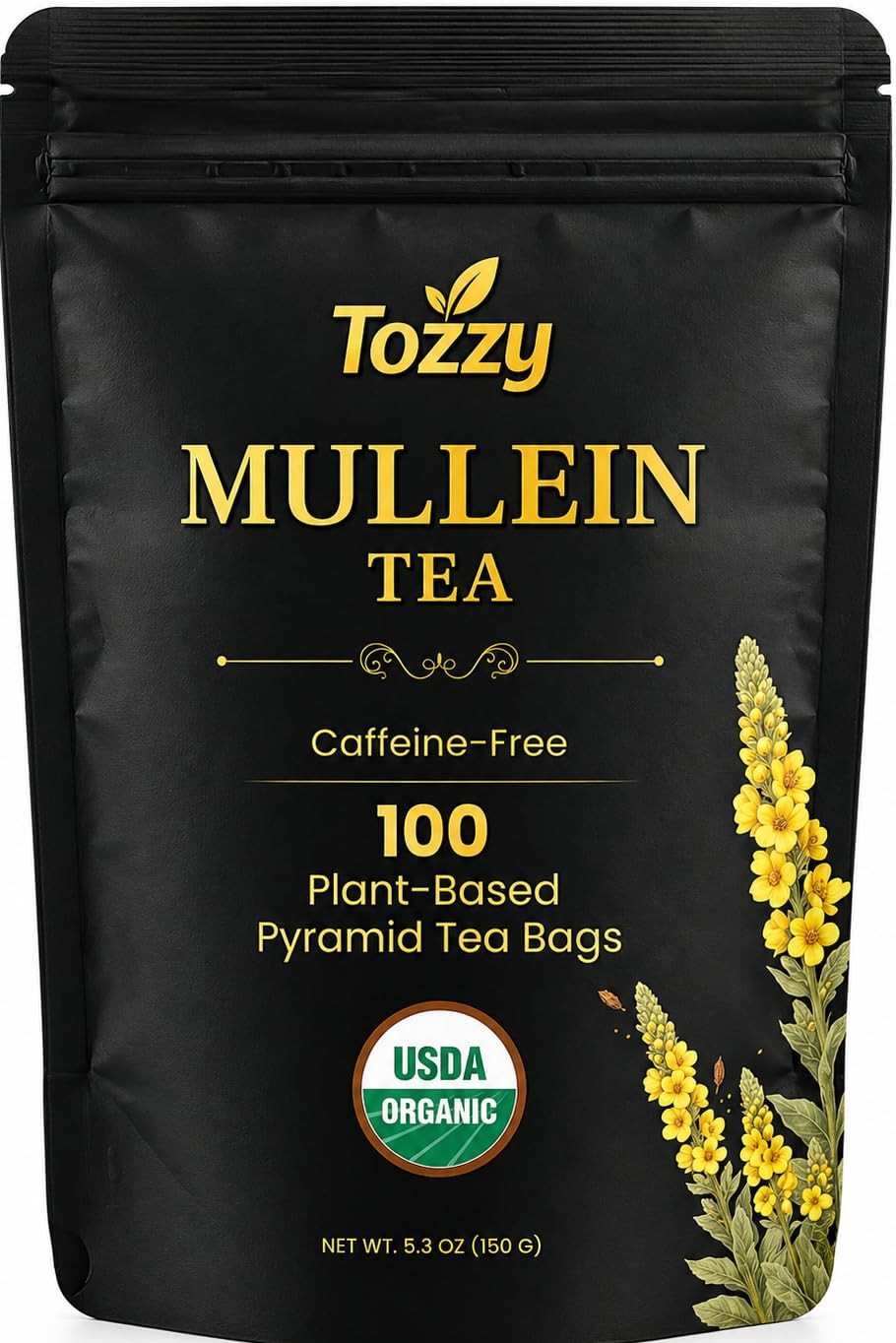 Organic Mullein Tea – 100 Count, PlantBased Pyramid Tea Bags – Packaging May …