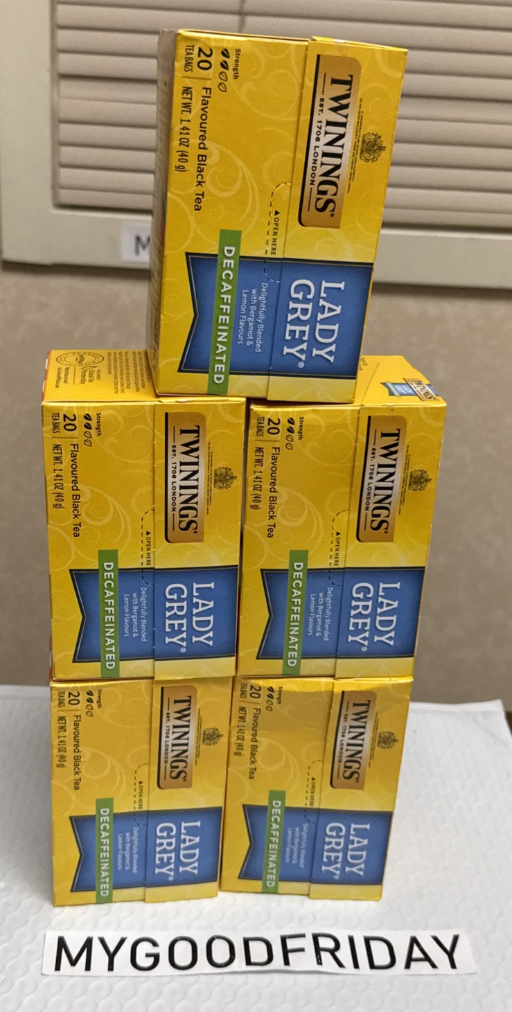 Black Tea Decaffeinated Lady Grey 20 Bags Each (5 Boxes) Total 100 Bags Exp:4/28