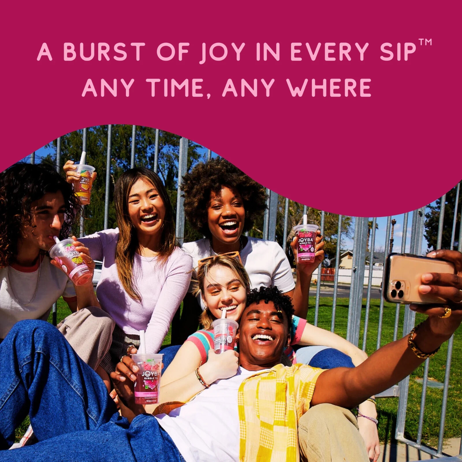 Joyba Strawberry lemonade green Tea bubble tea, 12 fl oz Cup (Pack of 4)……..